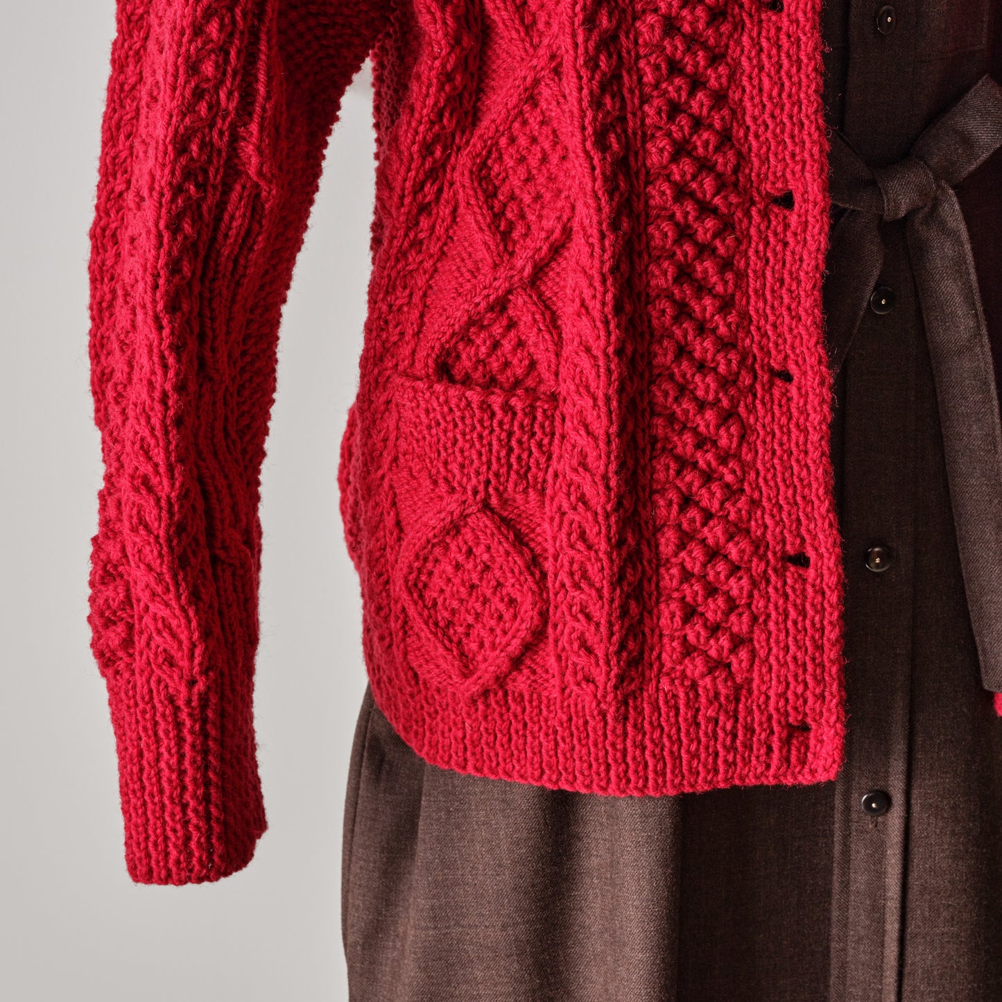 ATHENA DESIGNS for ANATOMICA ARAN CARDIGAN RED