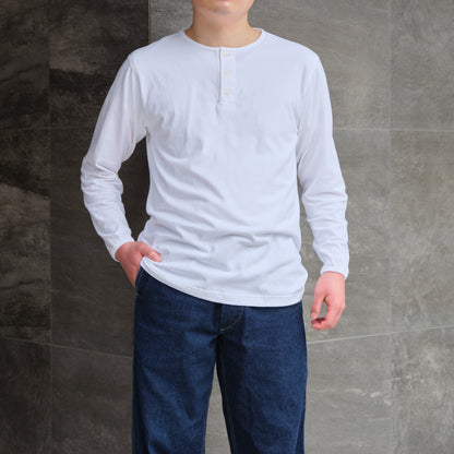 BIG YANK HENLEY NECK TEE L/S WHITE