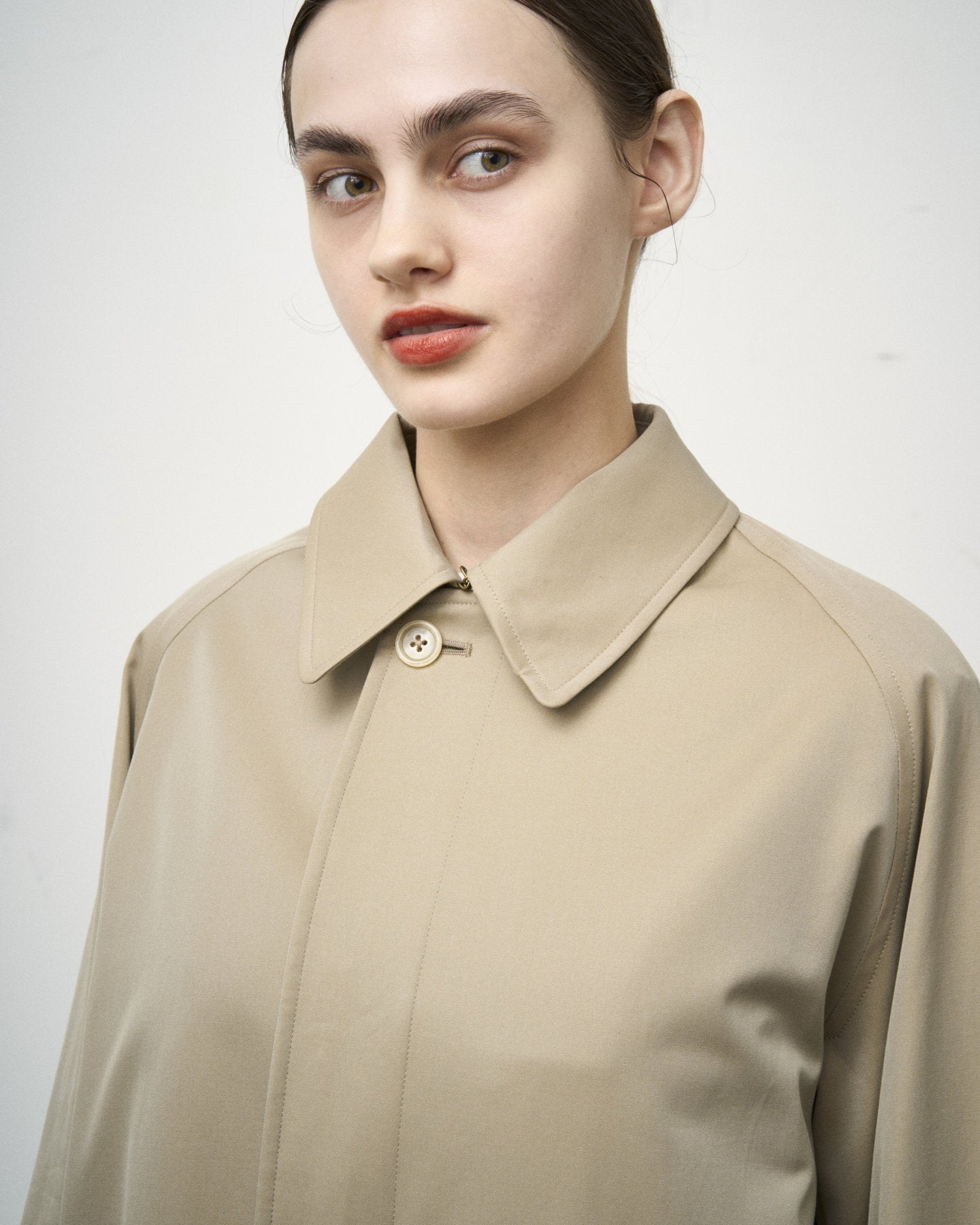 SINGLE RAGLAN COAT GABARDINE BEIGE