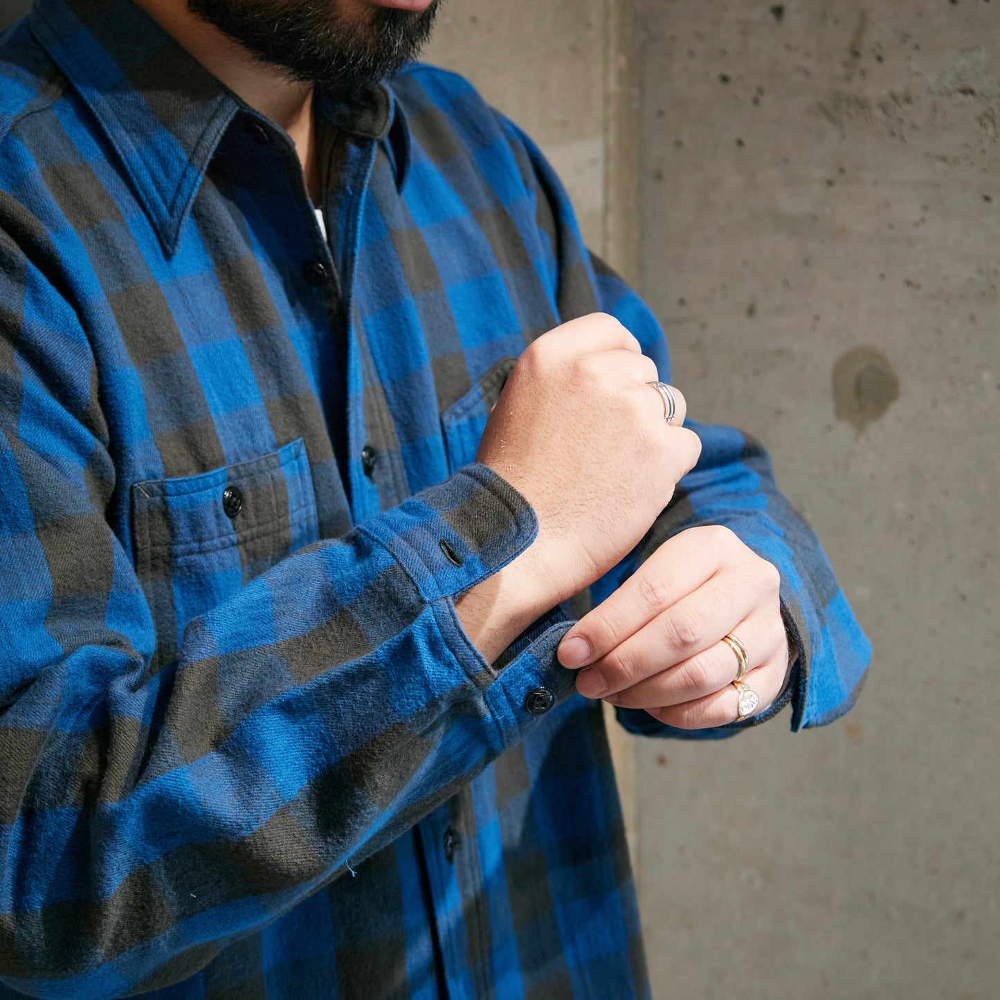 BIG YANK Y1945 SHRITS FLANNEL BROCK CHECK BLUE