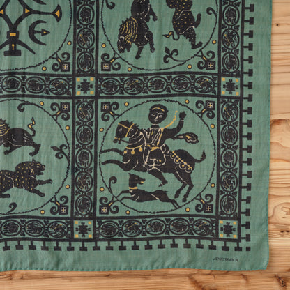 SQUARE SCARF MOSAIC ANIMALS EMERALD
