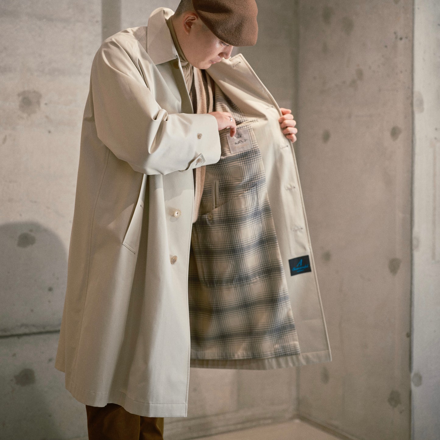 SINGLE RAGLAN COAT GABARDINE OYSTER