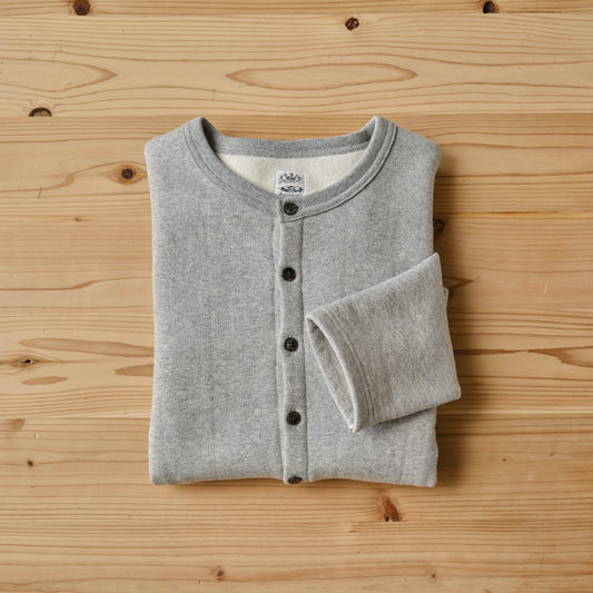 SWEAT CARDIGAN CREW NECK GRAY
