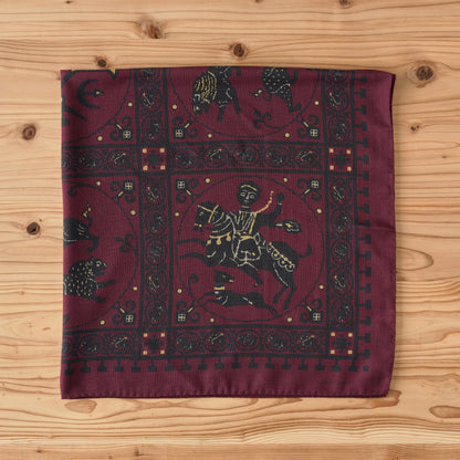SQUARE SCARF MOSAIC ANIMALS BURGUNDY