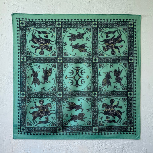 SQUARE SCARF MOSAIC ANIMALS EMERALD