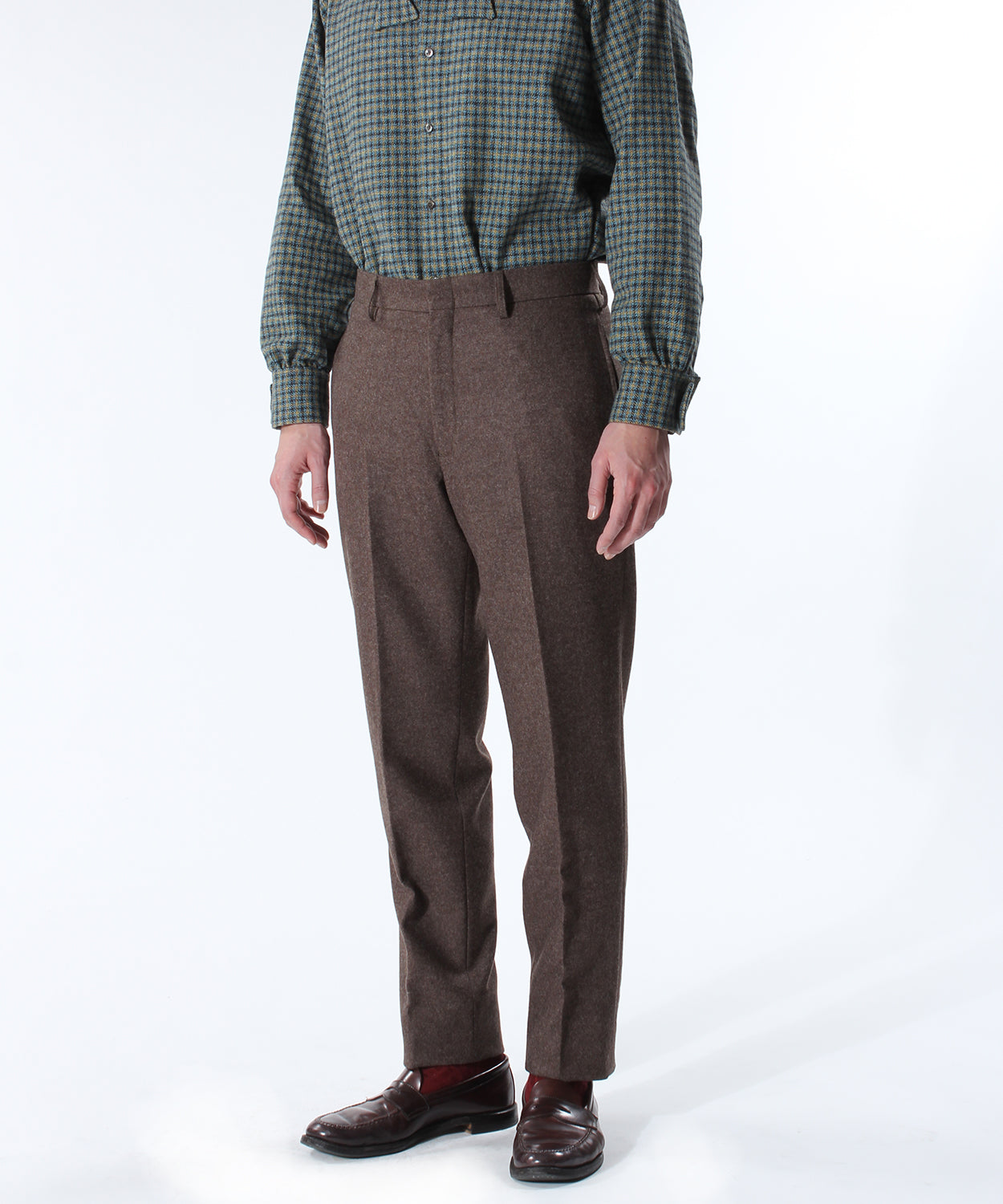 TRIM FIT PANTS Ⅲ WOOL FLANNEL BROWN