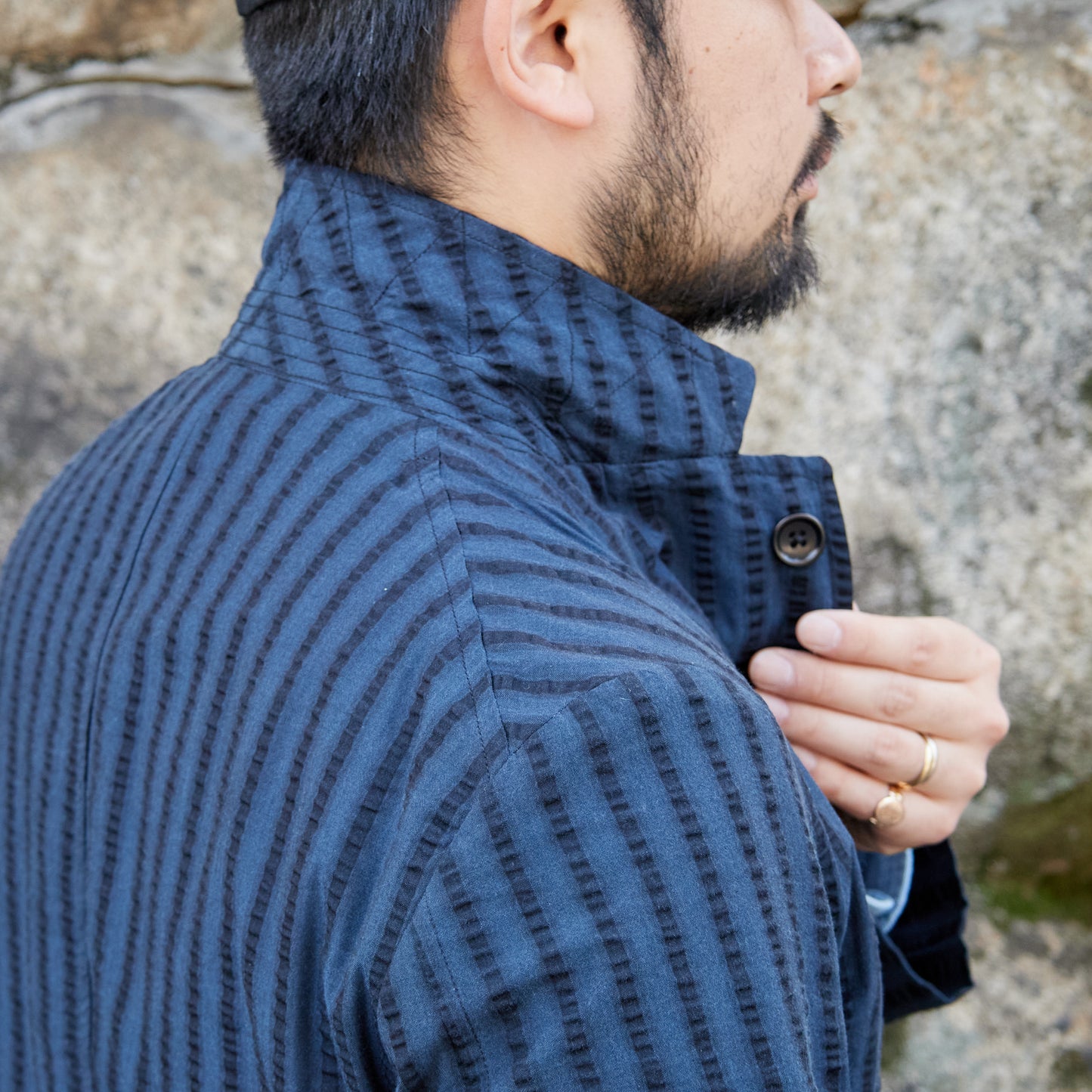 【NAGOYA LIMITED】DIOGENE WIDE SEERSUCKER GREEN STRIPE