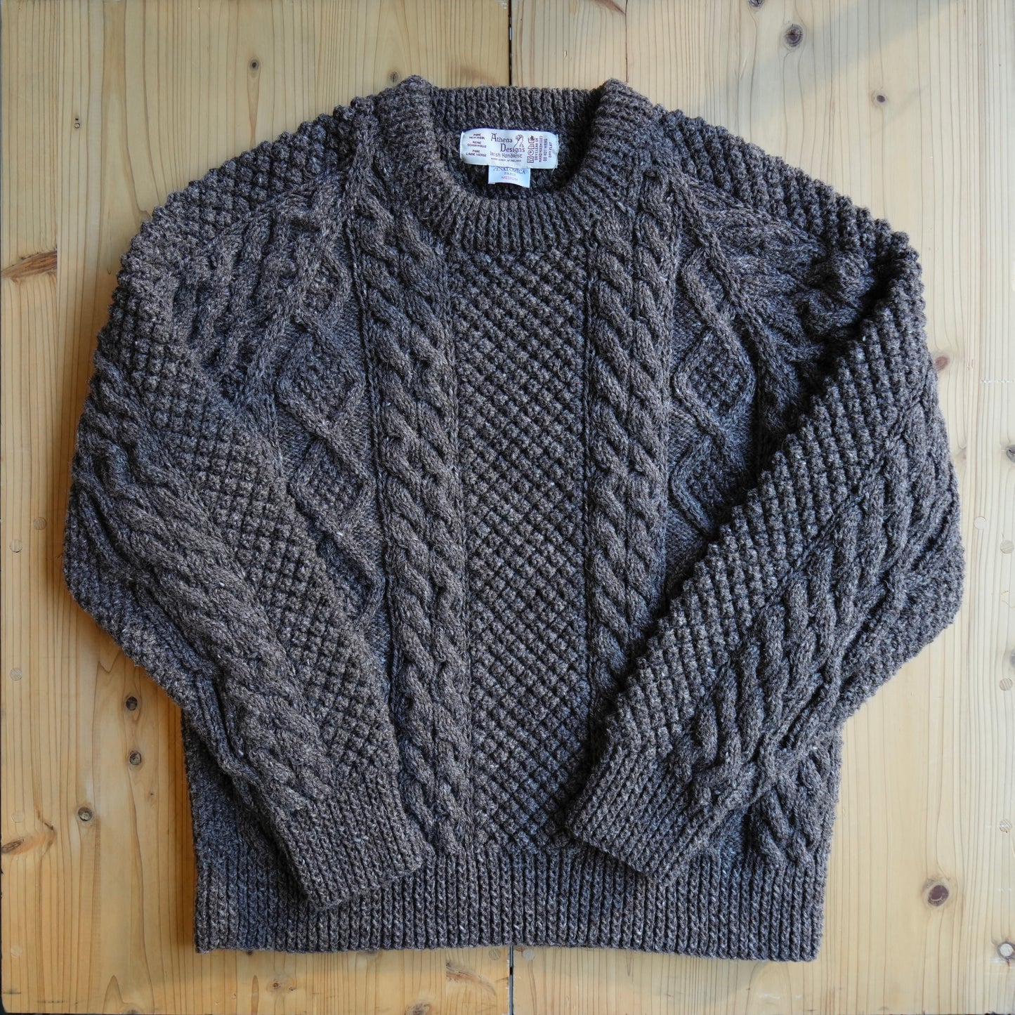 ATHENA DESIGNS for ANATOMICA ARAN SWEATER CREW NECK