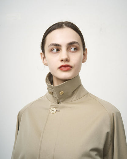 SINGLE RAGLAN COAT GABARDINE BEIGE