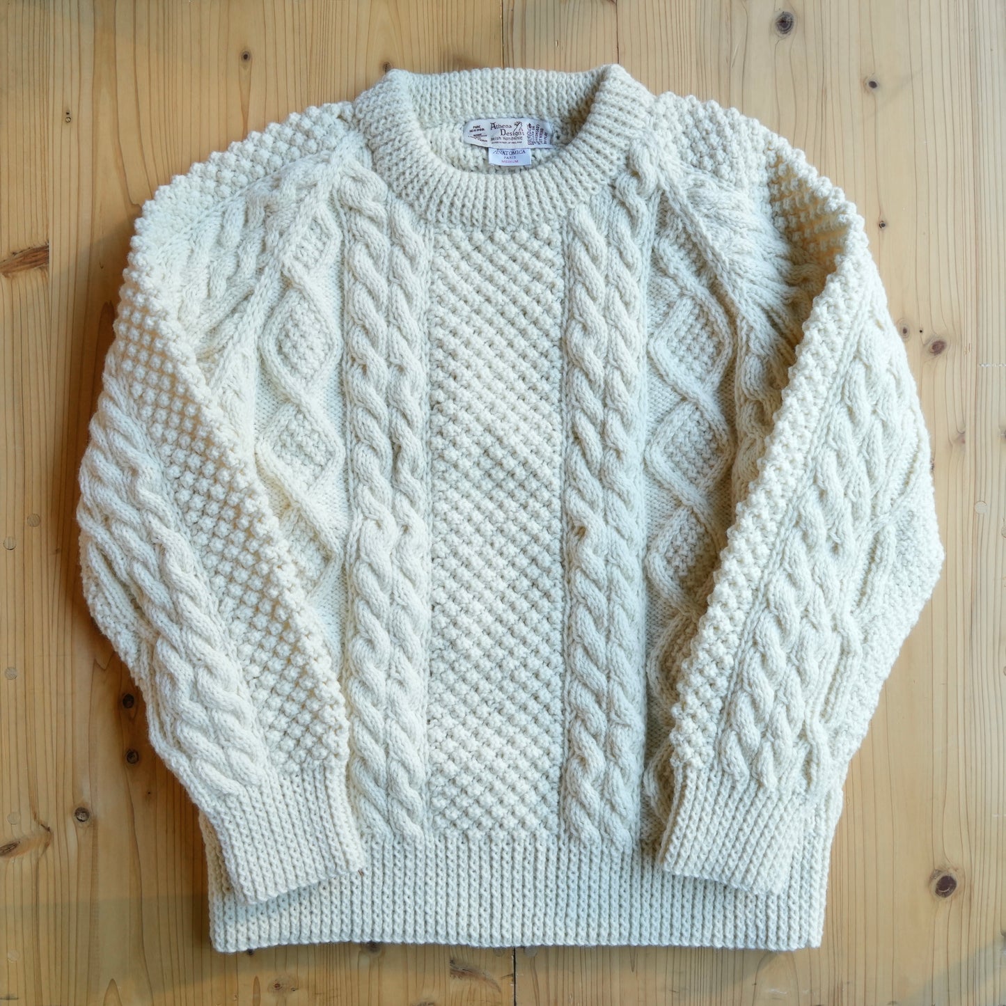 ATHENA DESIGNS for ANATOMICA ARAN SWEATER CREW NECK