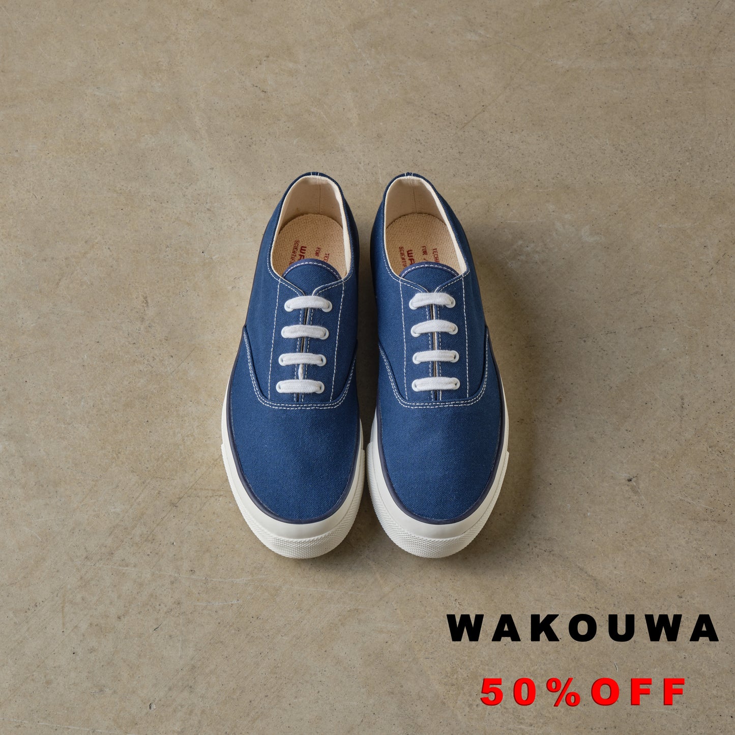 WAKOUWA LOW-TOP WHITE SOLE NAVY MADE IN TAIWAN
