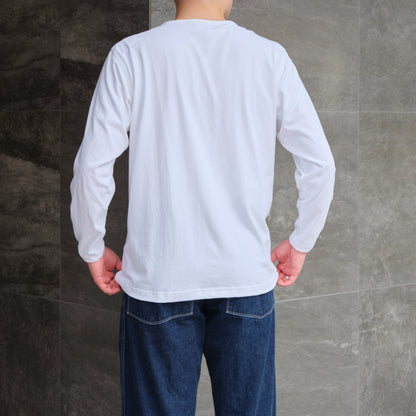 BIG YANK HENLEY NECK TEE L/S WHITE
