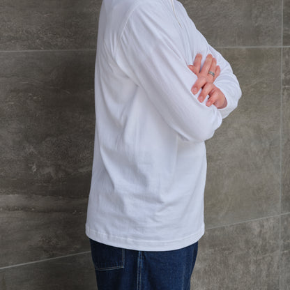BIG YANK HENLEY NECK TEE L/S WHITE