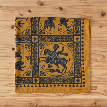 SQUARE SCARF MOSAIC ANIMALS SAFFRON