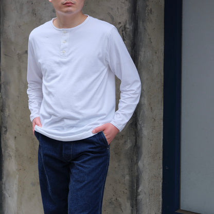 BIG YANK HENLEY NECK TEE L/S WHITE