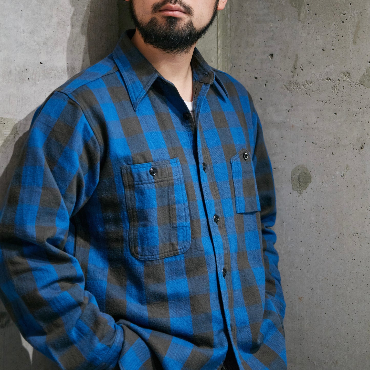 BIG YANK Y1945 SHRITS FLANNEL BROCK CHECK BLUE