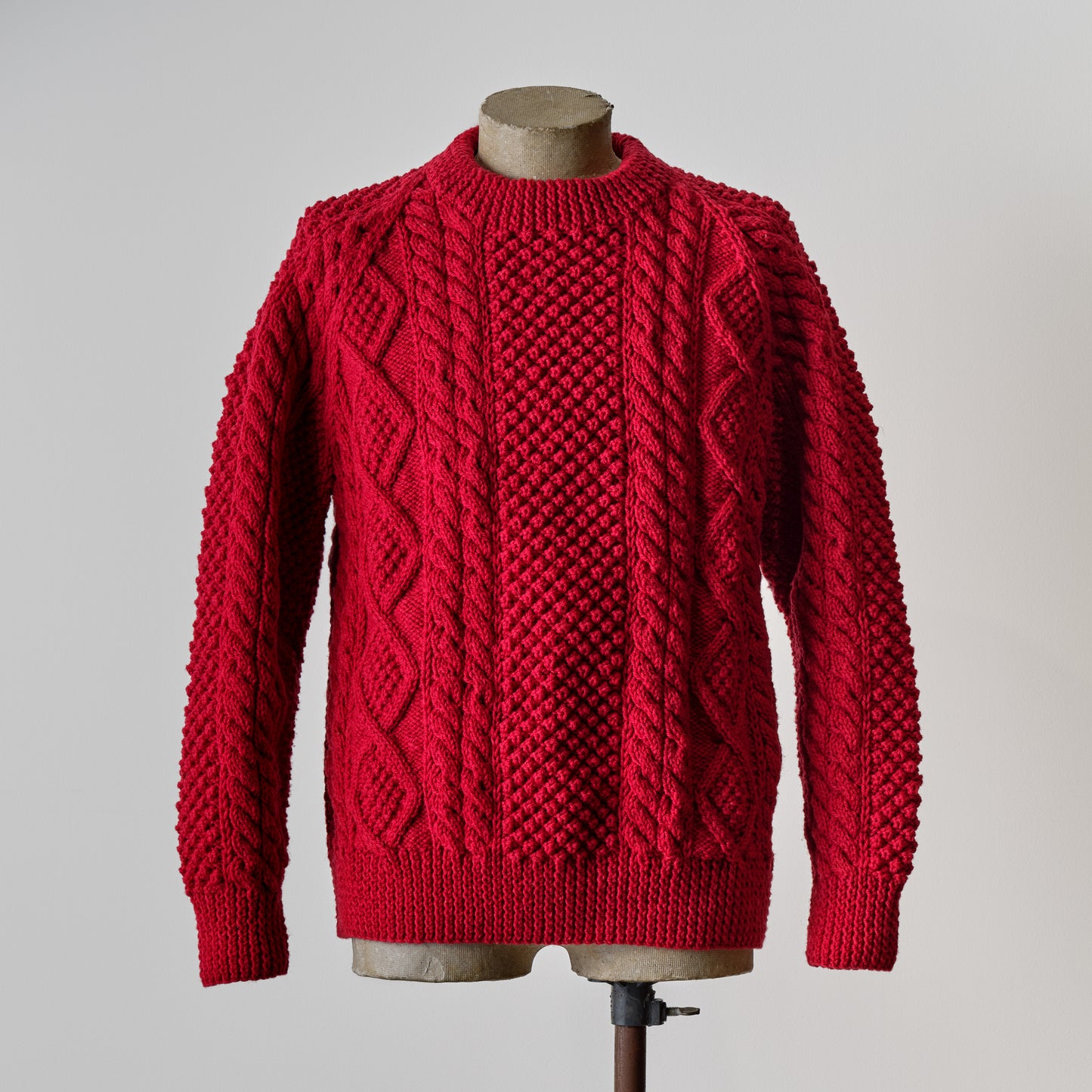 ATHENA DESIGNS for ANATOMICA ARAN SWEATER CREW NECK RED