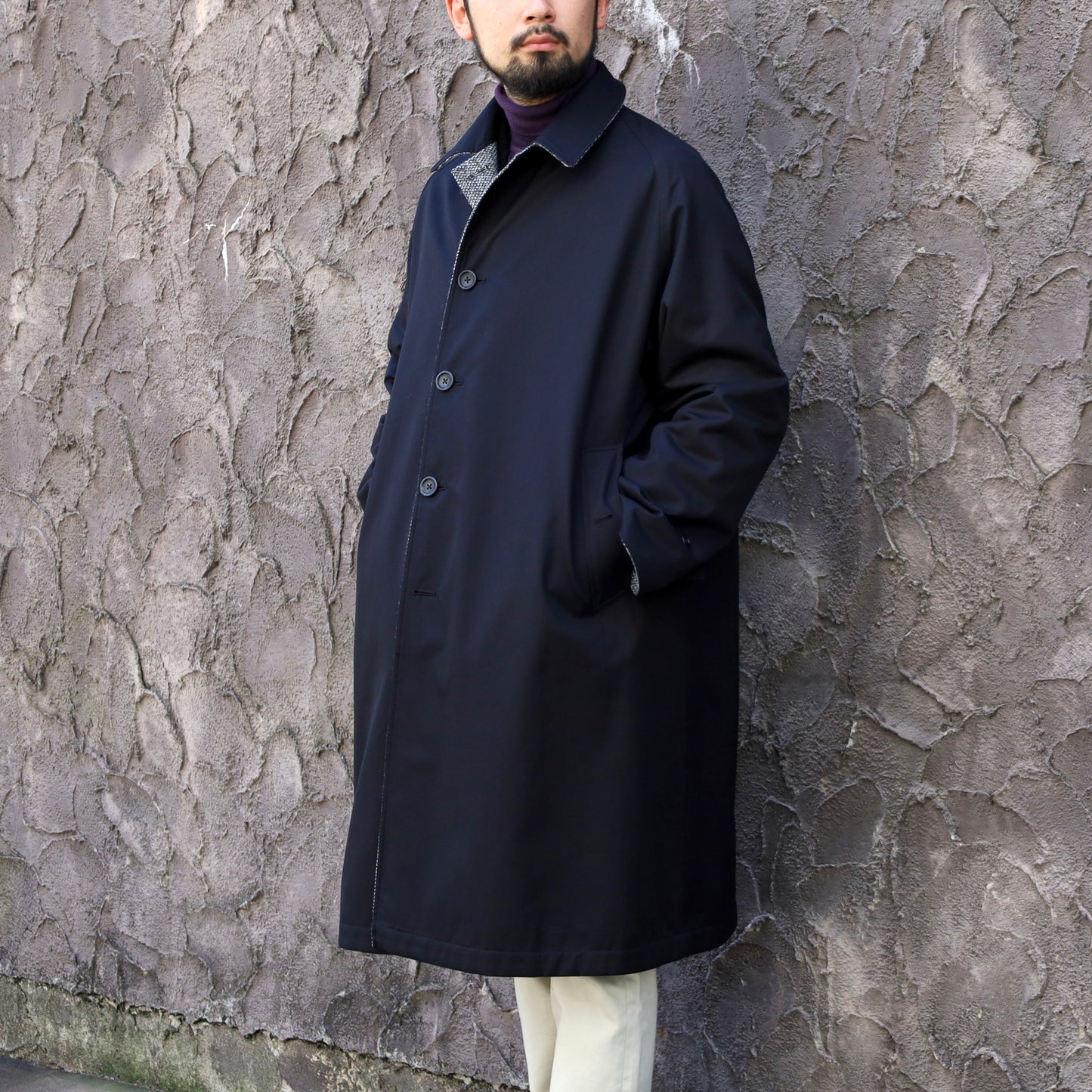 SINGLE RAGLAN COAT Ⅱ REVERSIBLE BLACK