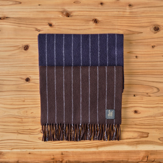 FOX BROTHERS CASHMERE SCARF CHALK STRIPE