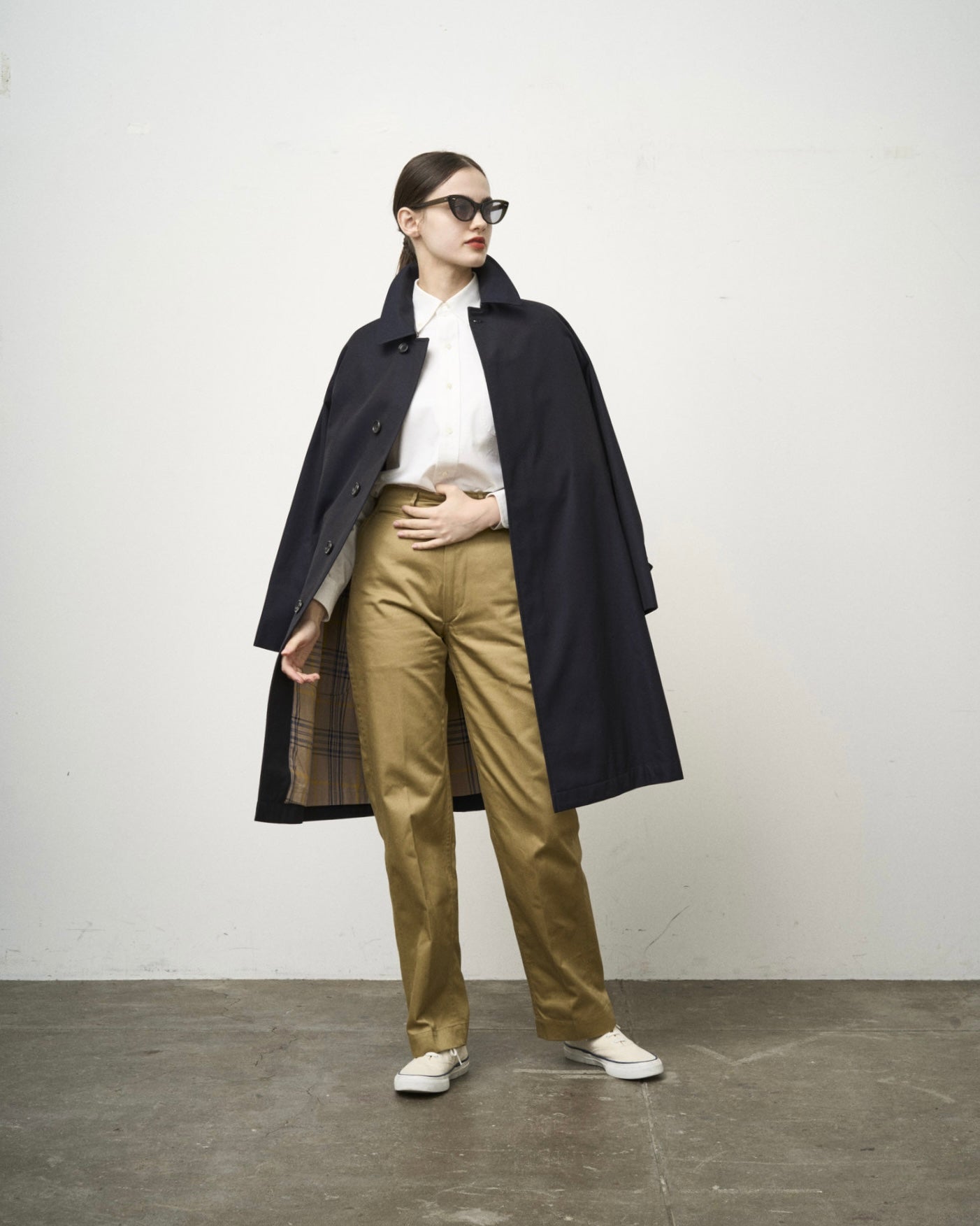 SINGLE RAGLAN COAT GABARDINE NAVY