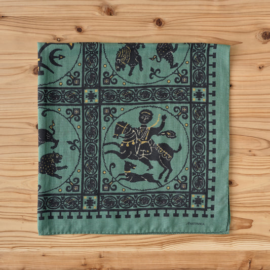 SQUARE SCARF MOSAIC ANIMALS EMERALD