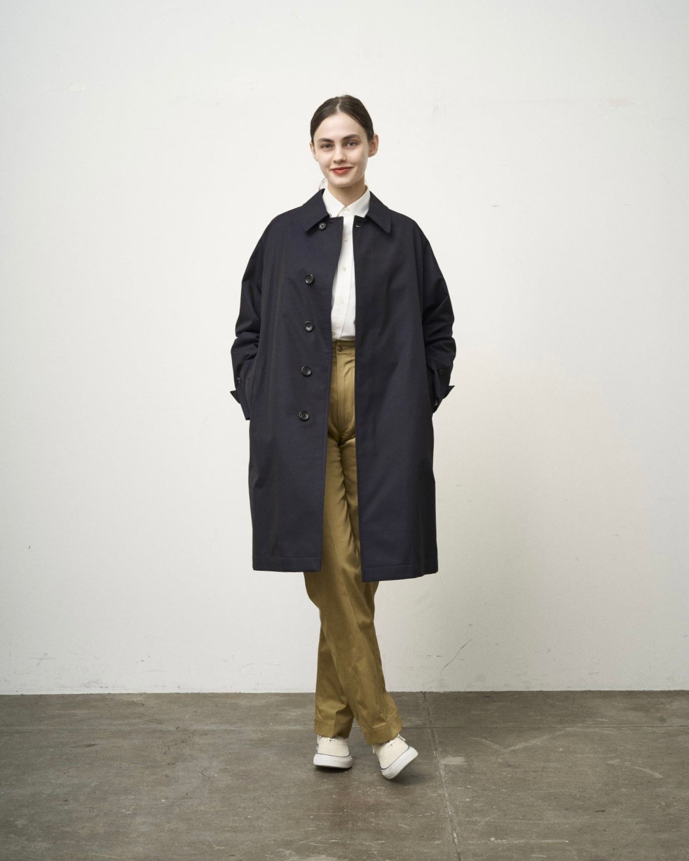 SINGLE RAGLAN COAT GABARDINE NAVY