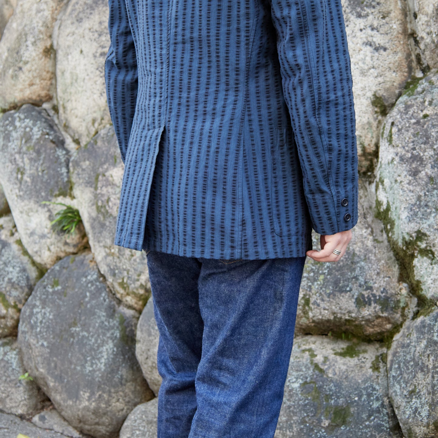 【NAGOYA LIMITED】DIOGENE WIDE SEERSUCKER GREEN STRIPE