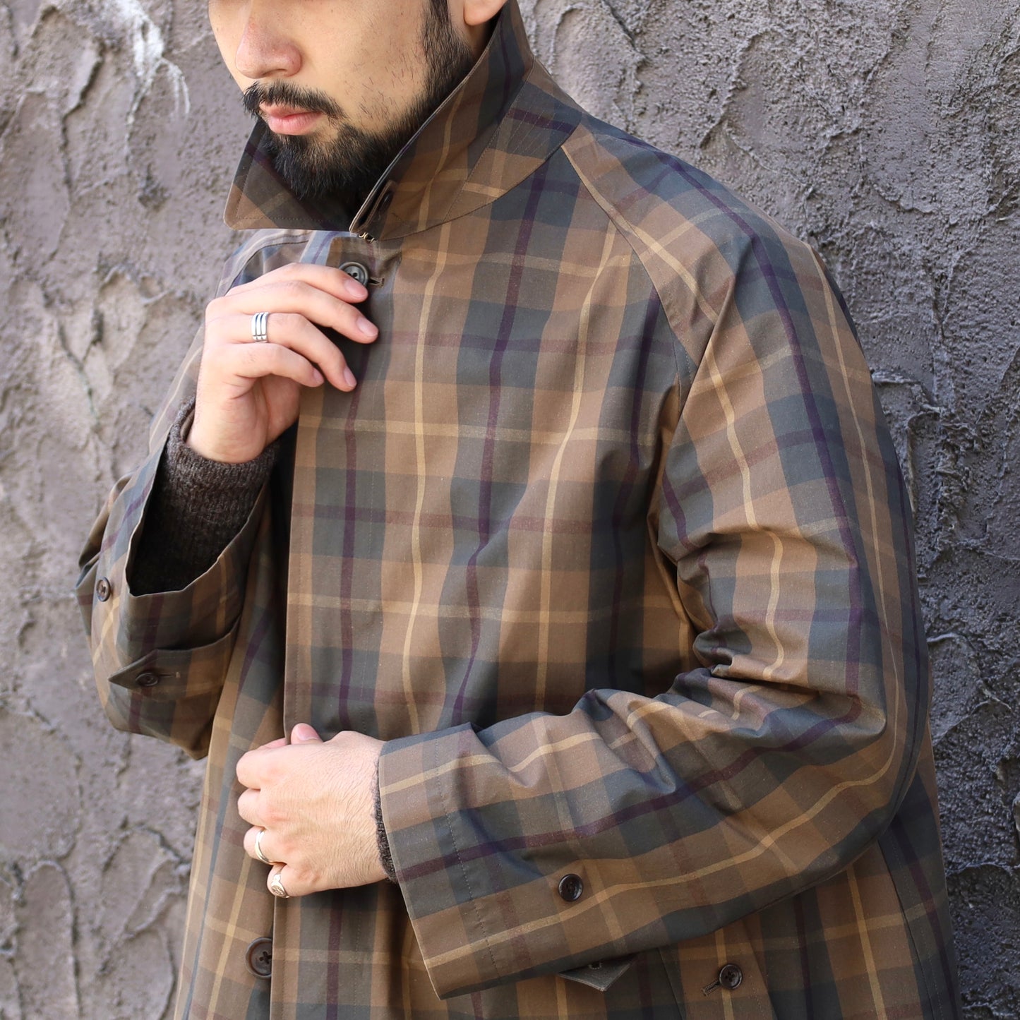 SINGLE RAGLAN COAT Ⅸ COTTON CAMEL CHECKS