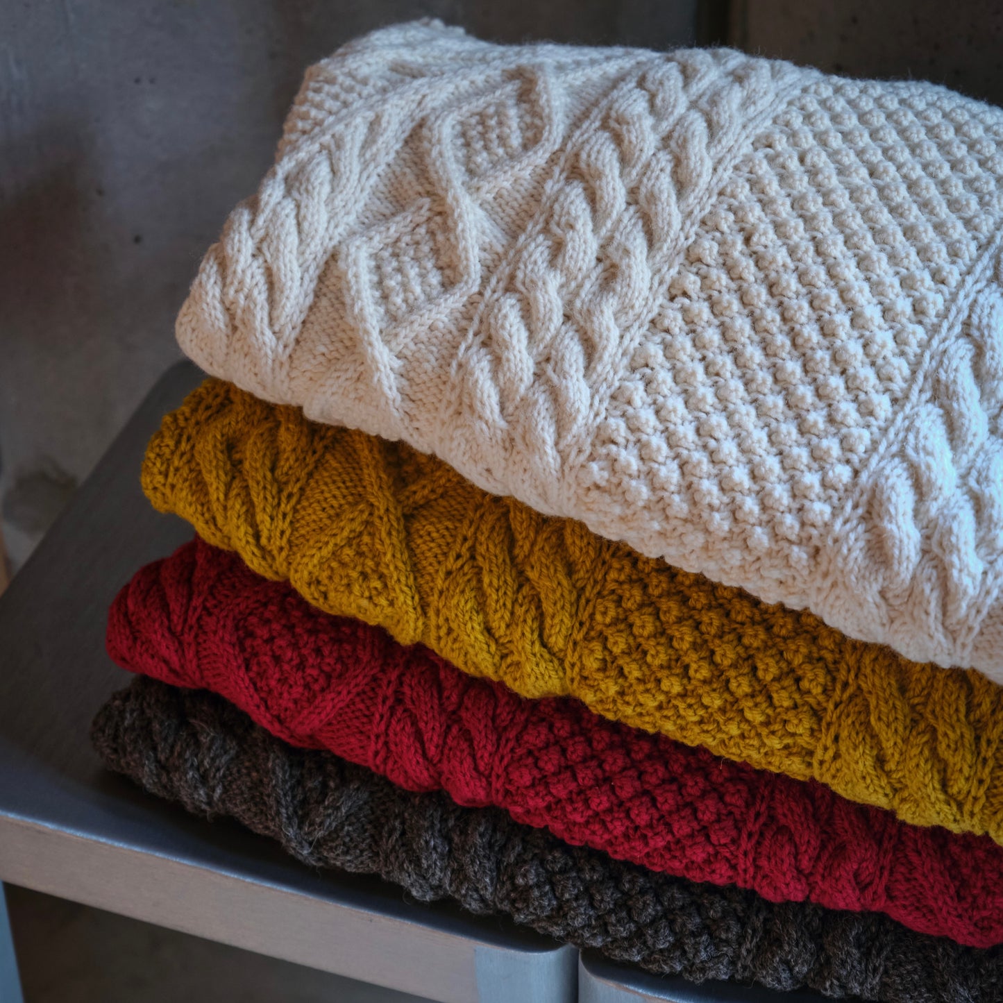 ATHENA DESIGNS for ANATOMICA ARAN SWEATER CREW NECK BROWN