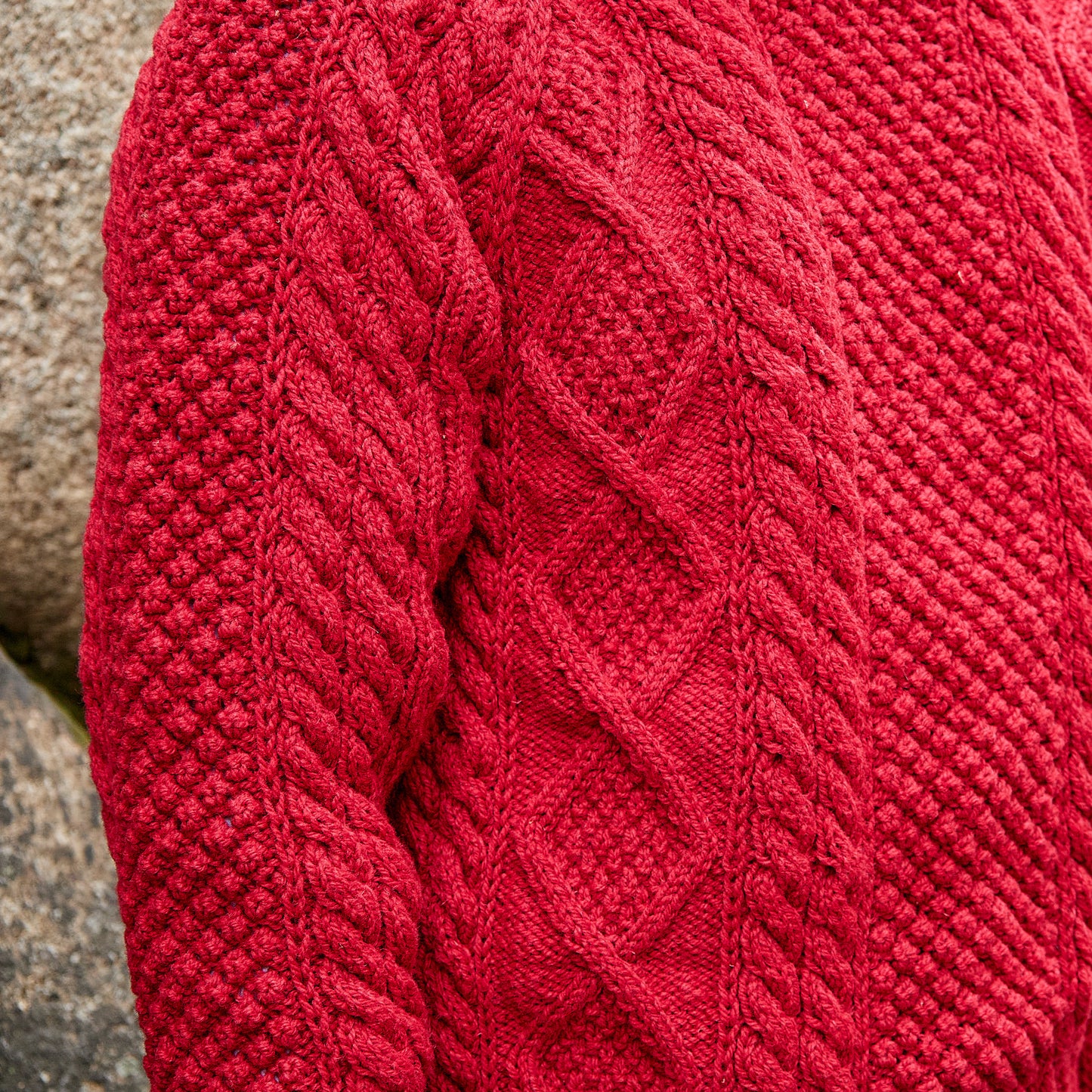 ATHENA DESIGNS for ANATOMICA ARAN SWEATER CREW NECK RED