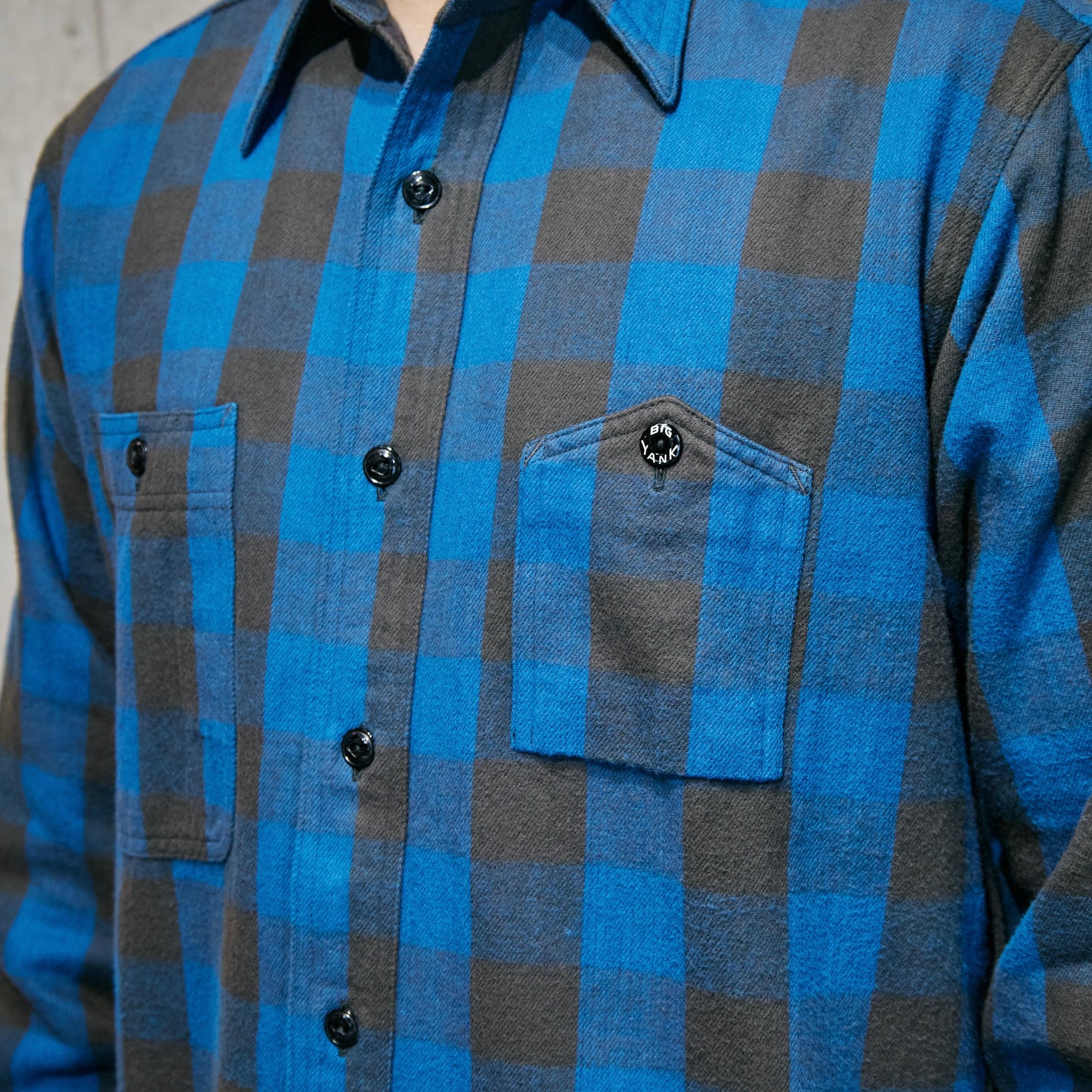 BIG YANK Y1945 SHRITS FLANNEL BROCK CHECK BLUE