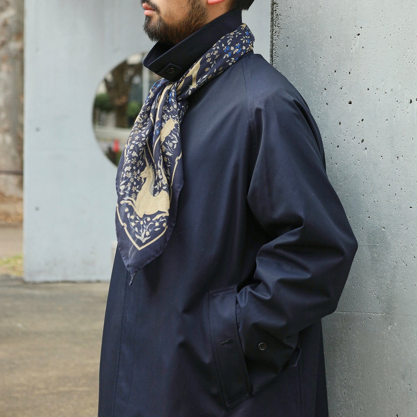 SINGLE RAGLAN COAT GABARDINE NAVY