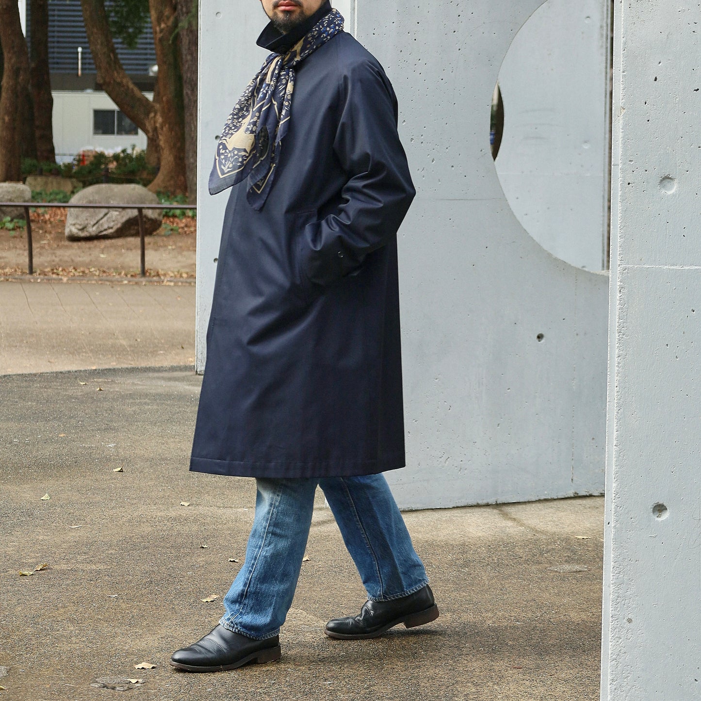 SINGLE RAGLAN COAT GABARDINE NAVY