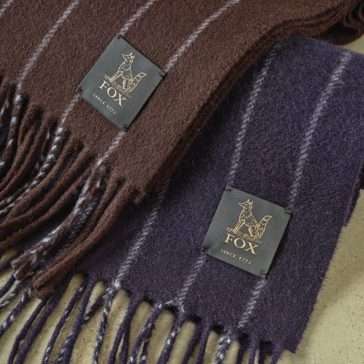 FOX BROTHERS CASHMERE SCARF CHALK STRIPE
