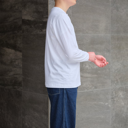 BIG YANK HENLEY NECK TEE L/S WHITE
