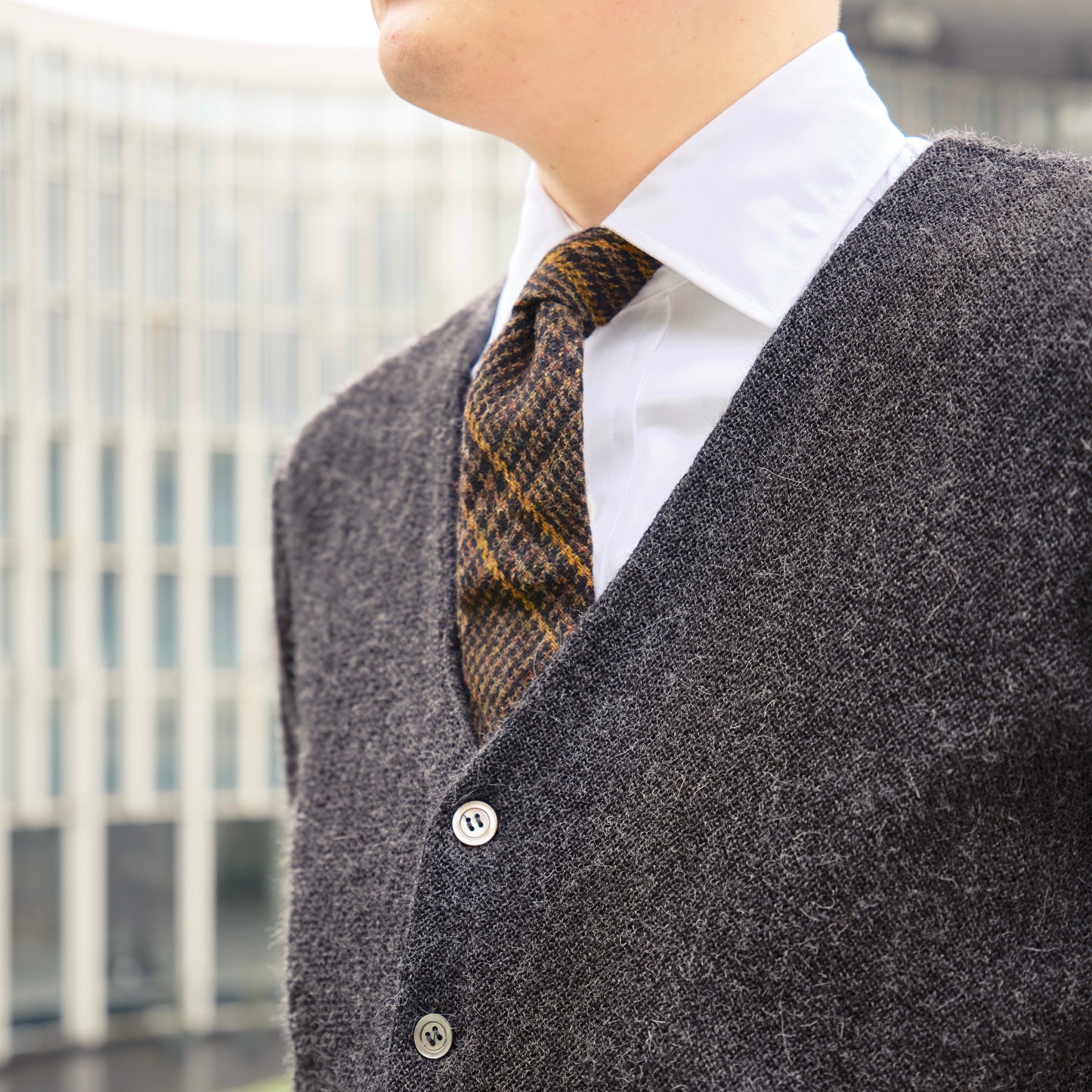 【NAGOYA LIMITED COLOR】 FANNI LEMMERMAYER  2PLY CARDIGAN CHARCOAL