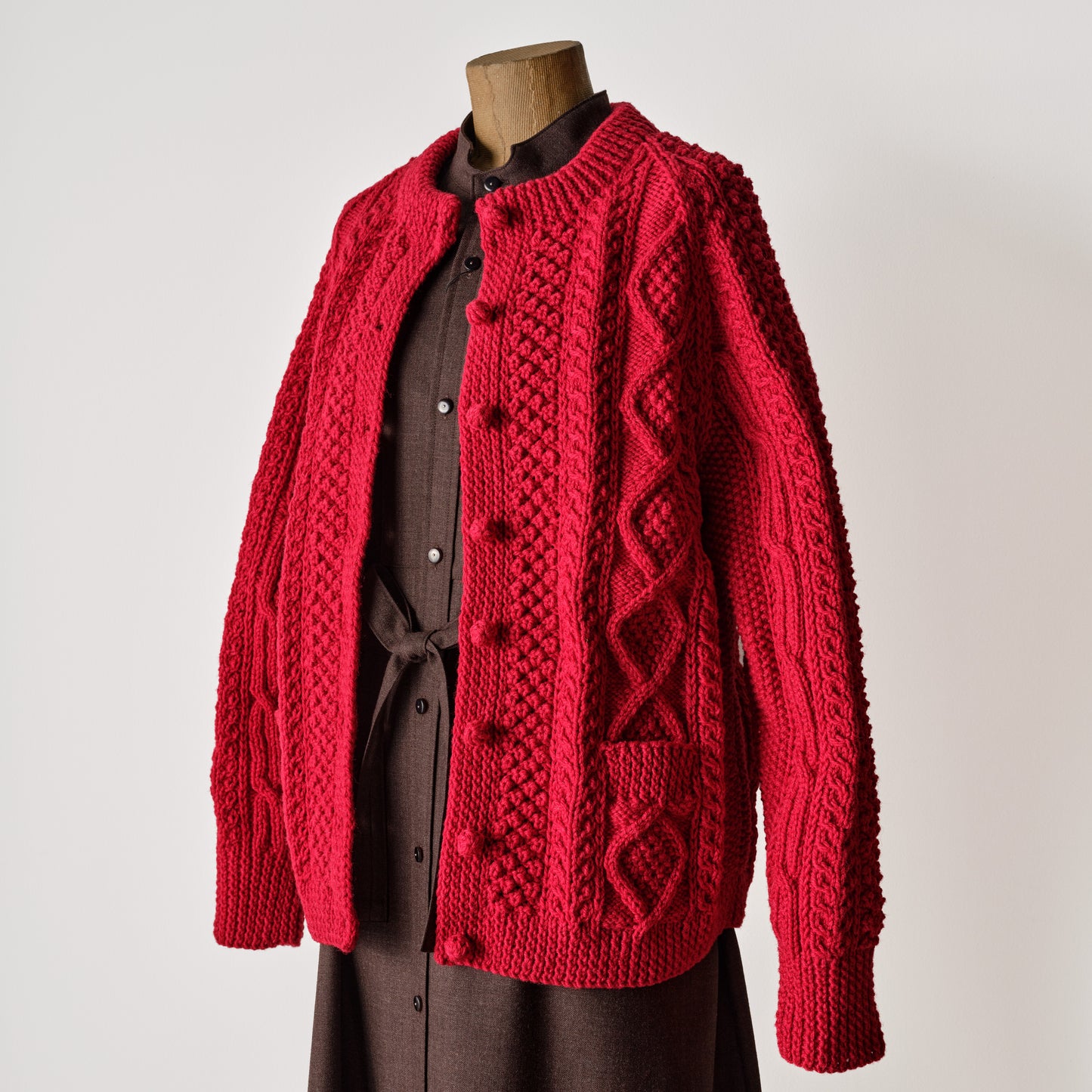 ATHENA DESIGNS for ANATOMICA ARAN CARDIGAN RED