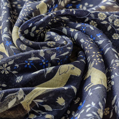 SQUARE SCARF UNICORN NAVY