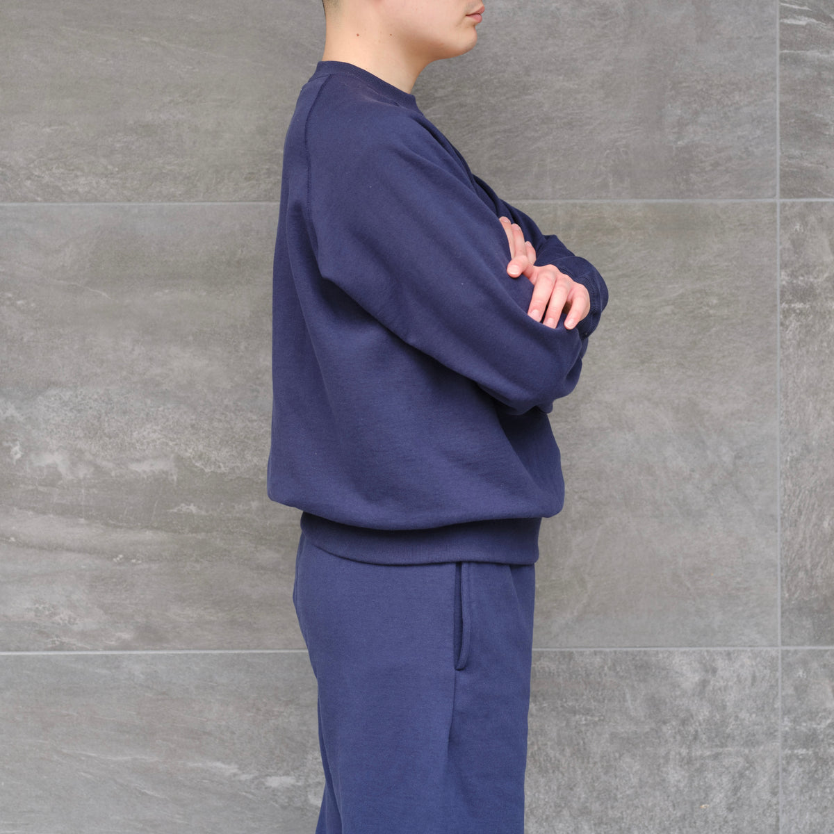 SWEAT SHIRTS RAGLAN SLEEVE CREW NECK NAVY