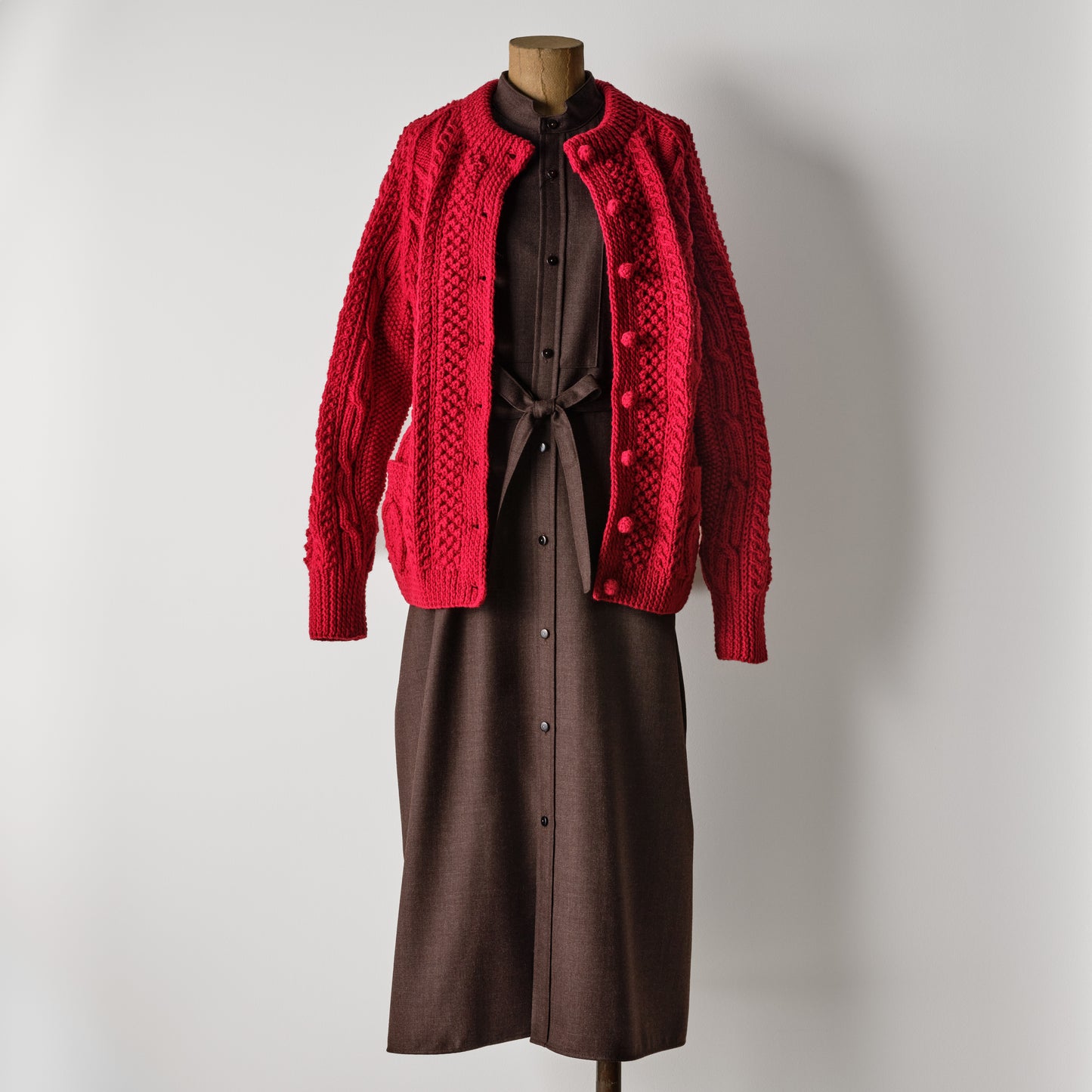 ATHENA DESIGNS for ANATOMICA ARAN CARDIGAN RED