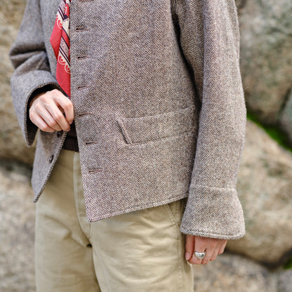 LADIES DOLMAN WOOL TWEED HRRING-BONE