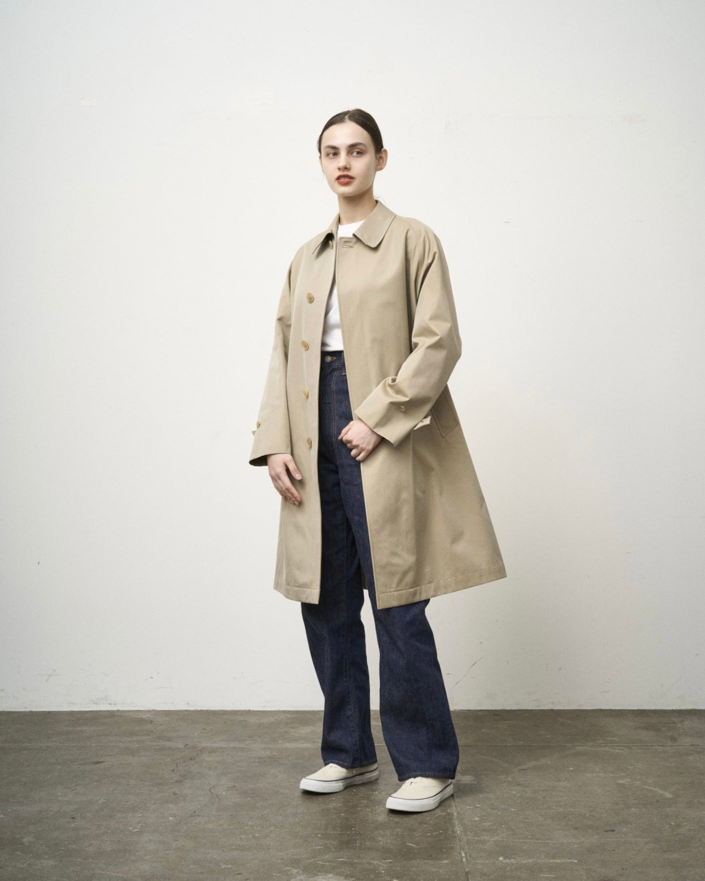 SINGLE RAGLAN COAT GABARDINE BEIGE