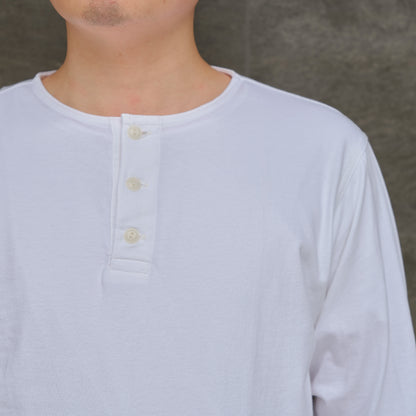 BIG YANK HENLEY NECK TEE L/S WHITE