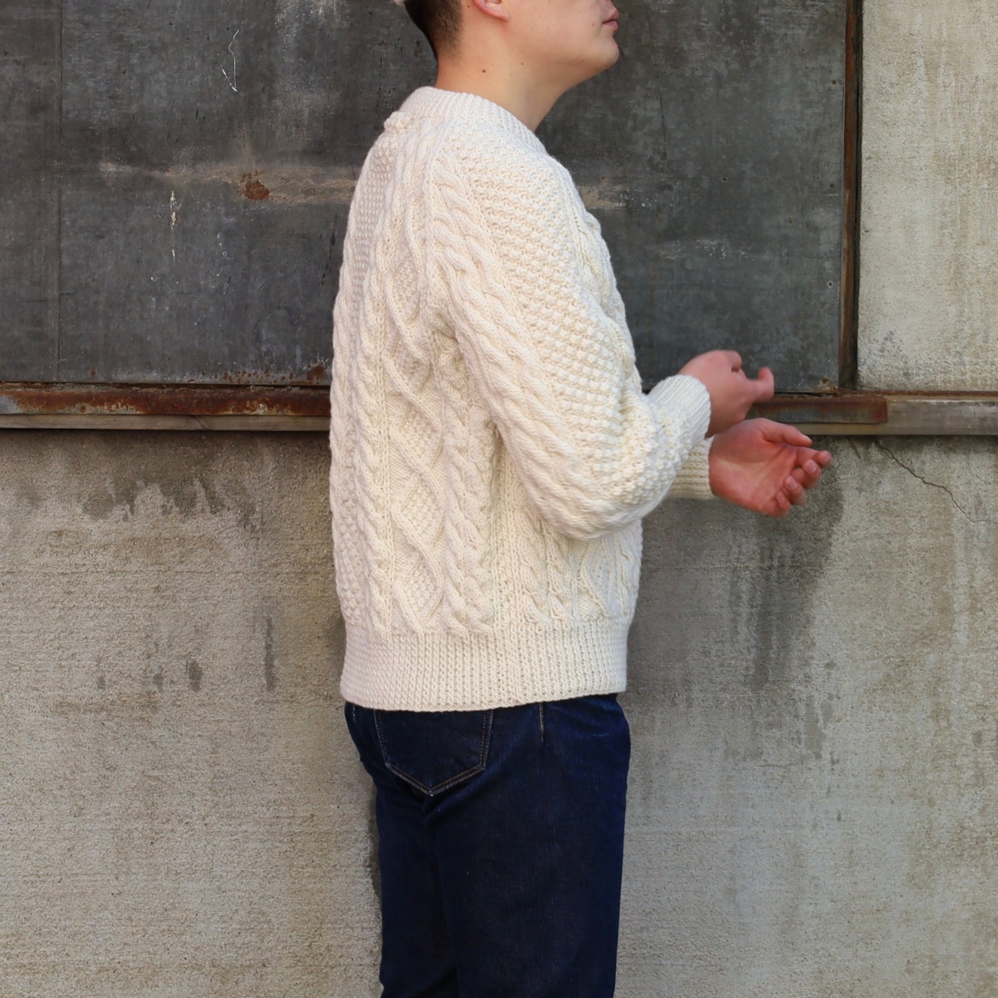 ATHENA DESIGNS for ANATOMICA ARAN SWEATER CREW NECK