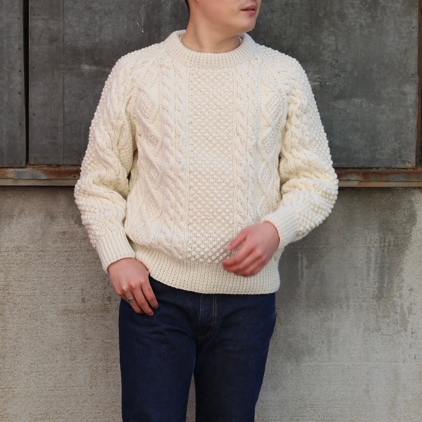 ATHENA DESIGNS for ANATOMICA ARAN SWEATER CREW NECK