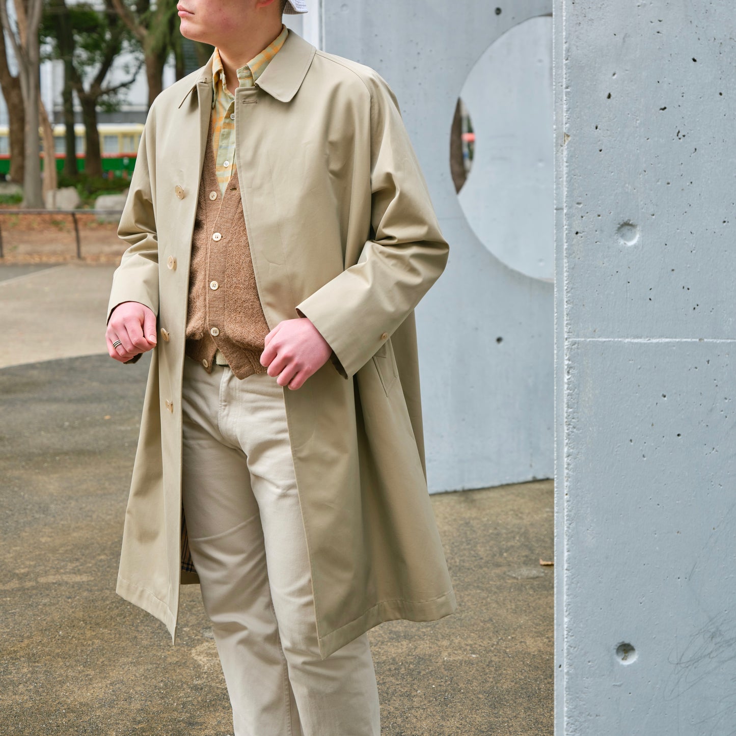 SINGLE RAGLAN COAT GABARDINE BEIGE