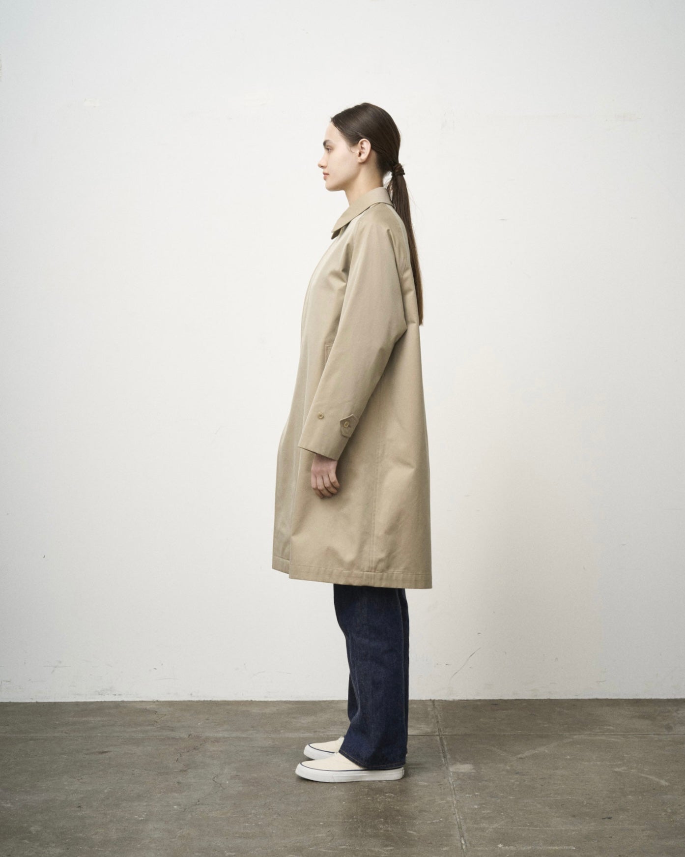 SINGLE RAGLAN COAT GABARDINE BEIGE