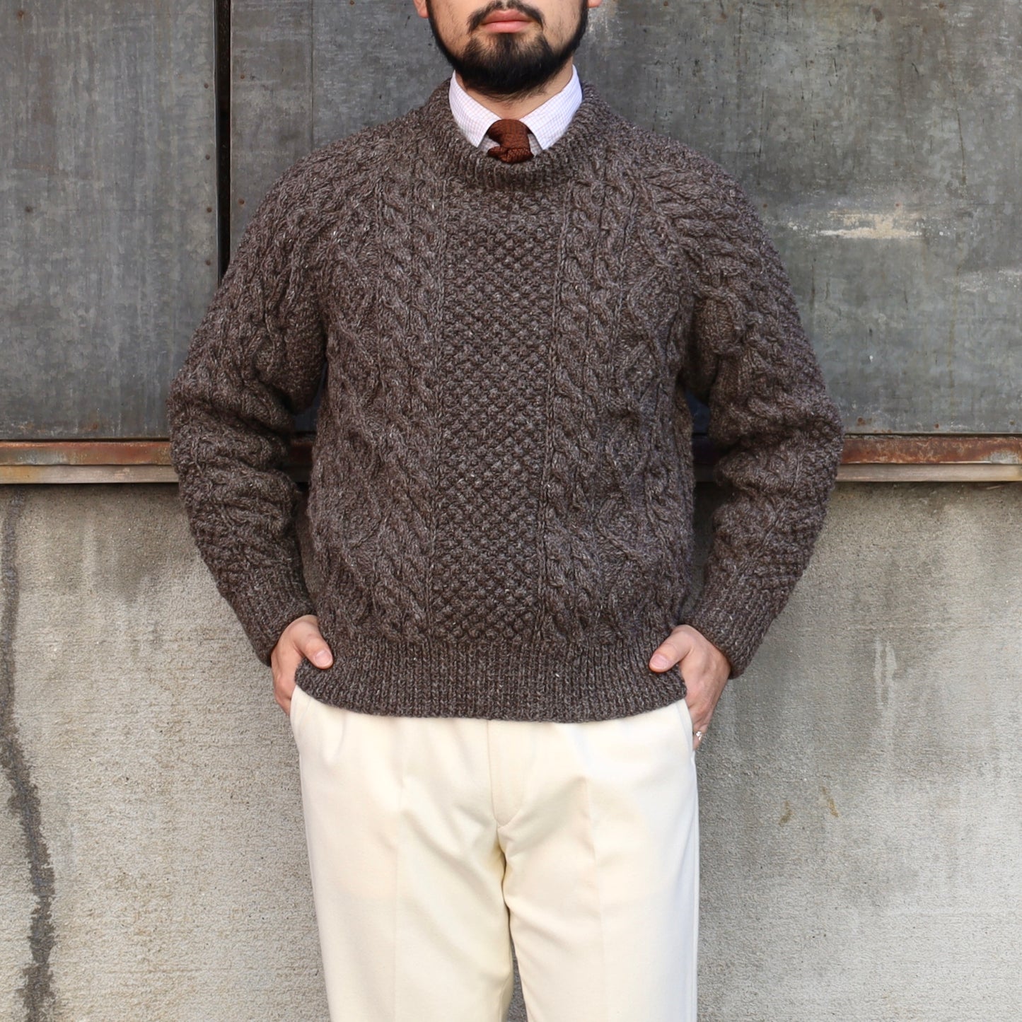 ATHENA DESIGNS for ANATOMICA ARAN SWEATER CREW NECK