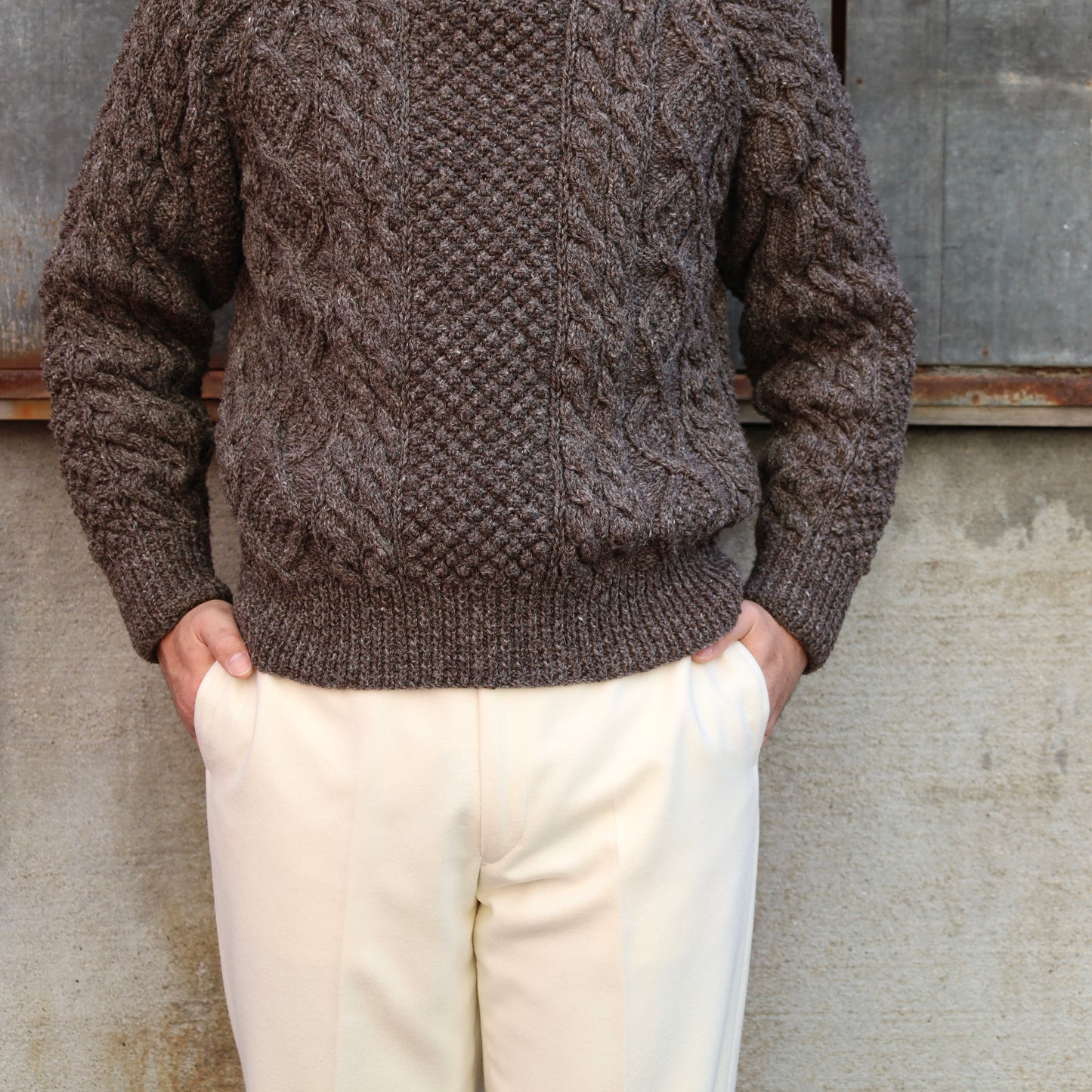 ATHENA DESIGNS for ANATOMICA ARAN SWEATER CREW NECK