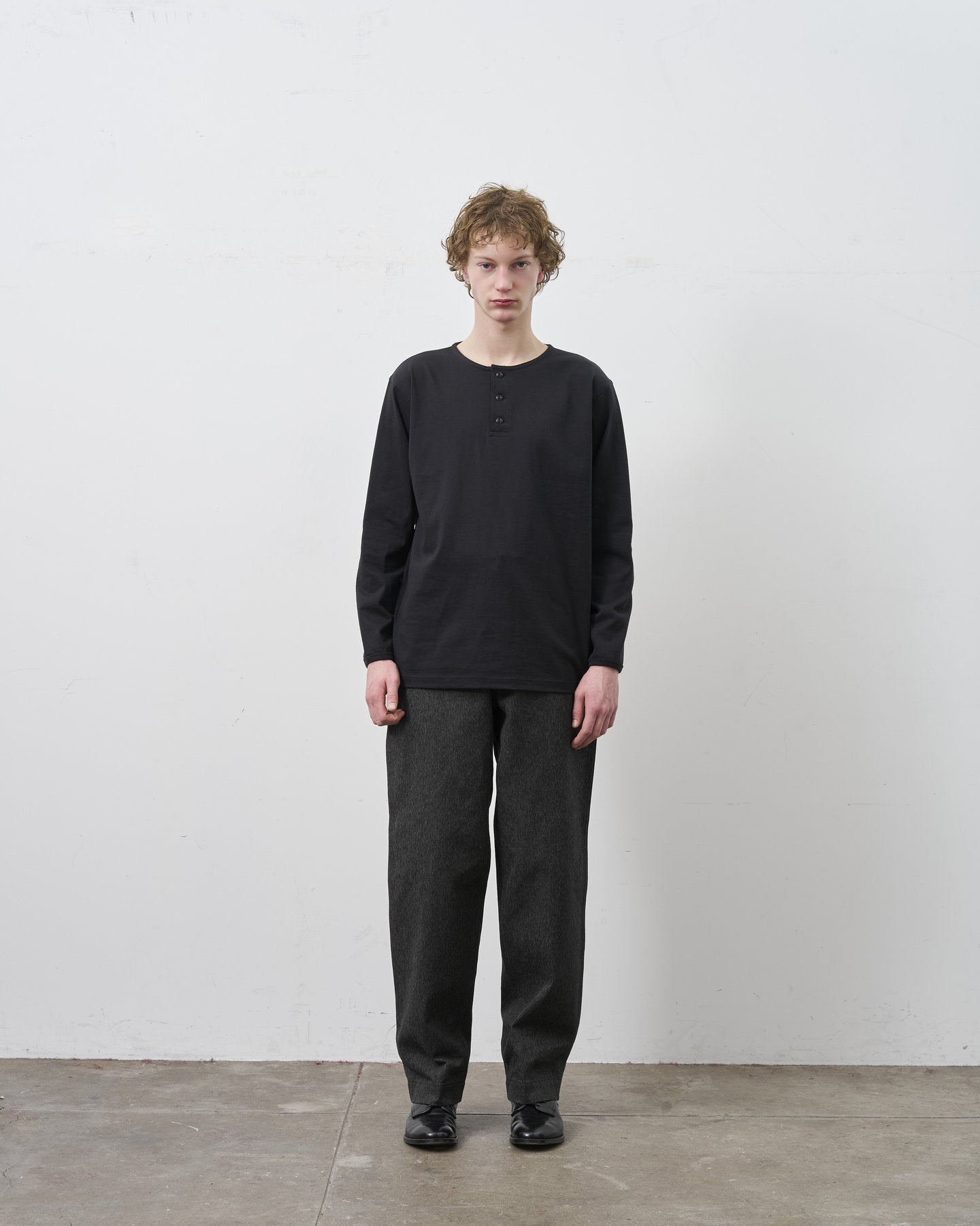 BIG YANK HENLEY NECK TEE L/S BLACK
